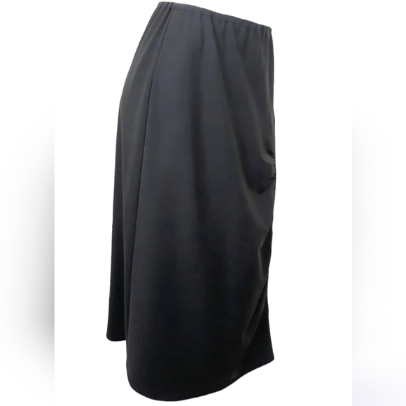 EUC Babette Small Black Midi Skirt Wool Blend Ruched Insert Pullon Elastic Waist - Picture 5 of 9